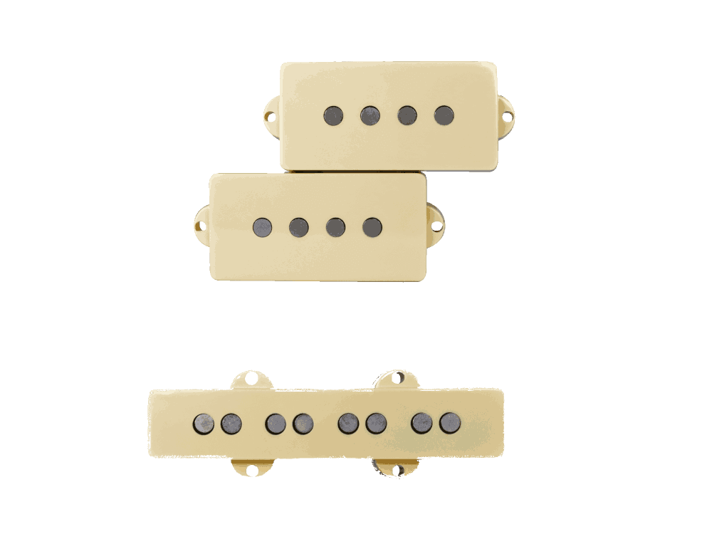 Lindy Fralin PJ Set Cream Cover - Hum-Cancelling / Thick & Versatile / Traditional Appearance / Modern Output﻿The Fralin P-J Set is the ultimate replacement for any bass with a P-Bass pickup in the Neck and a Jazz Bass Pickup in the Bridge! It utilizes ou