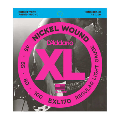 D'Addario Nickel Wound 4 (45-100) Cuerdas de Bajo Eléctrico - Descripción: El juego más versátil y popular en todo el mundo para todos los estilos de ejecución. Aptas para bajos de escala larga con una longitud de escala de la cuerda de hasta 36 1/4 pulga