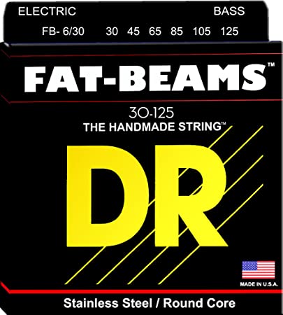 DR Strings Fat-Beam 6 (30-125) Cuerdas de Bajo Eléctrico - Descripción Los Fat-Beams™ son cuerdas con mayor compresión para producir medios más "Grasosos", altos brillantes, ese el sonido distinto y vanguardista de Fat-Beams™. Un diferencia real en el son