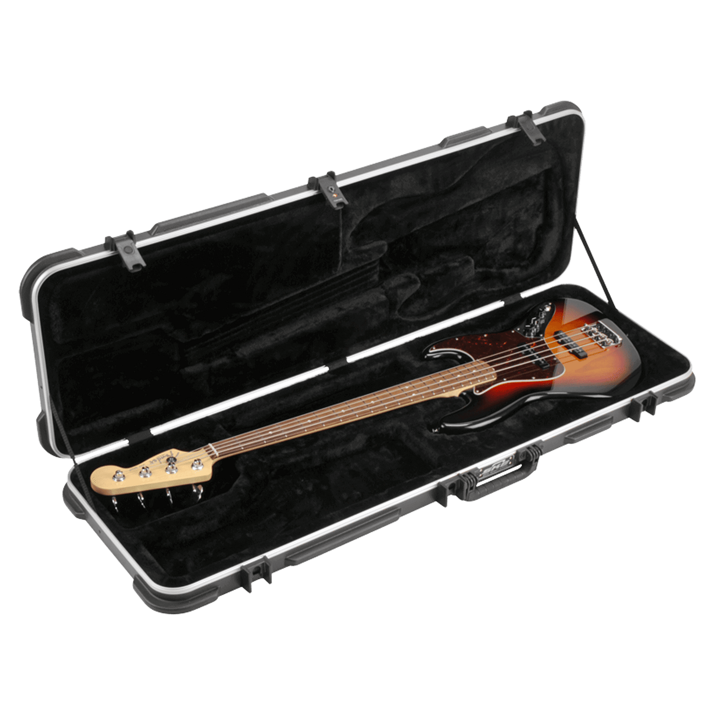 SKB Deluxe Electric Bass Rectangular Hardshell- TSA Latch - SKB began making guitar cases in California more than 30 years ago. Today, world-famous SKB bass cases set the standard for molded plastic transport protection. Bass players trust SKB cases to pr
